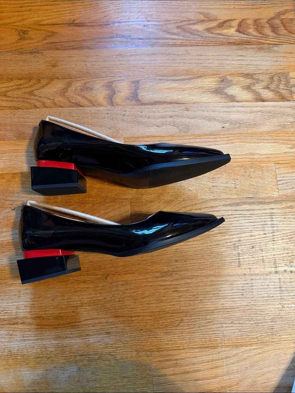 Black/Red Patent Pointed Toe Women's Flats NWOT-tried on.